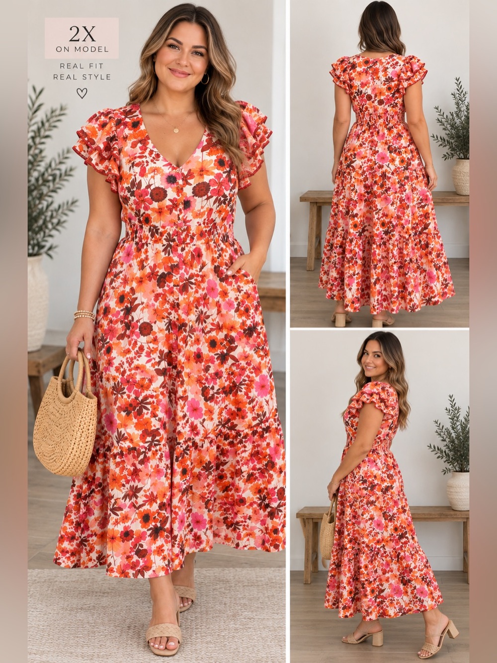 Draper James Meg Midi Dress in Botanical Garden Size 2X Brand New